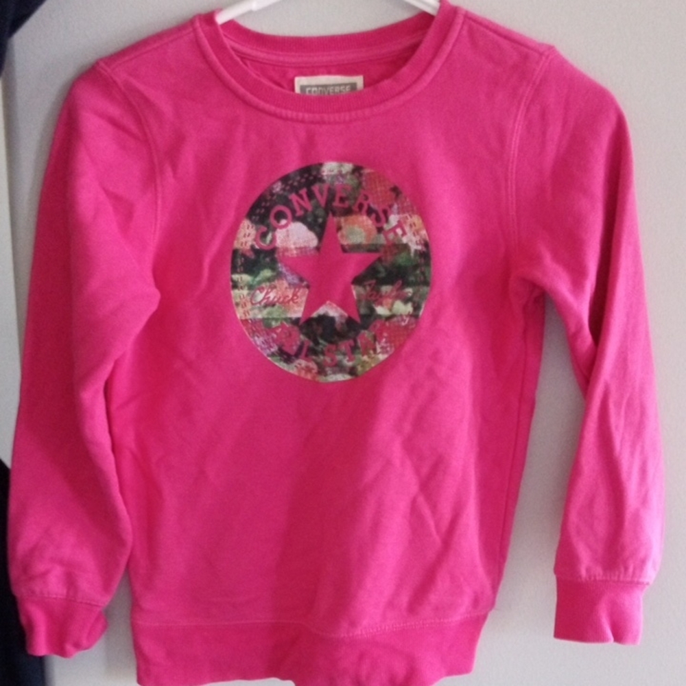 Converse Girls Pink Graphic Sweatshirt Size Small Long Sleeve Crewneck